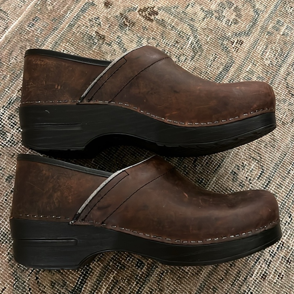 Dansko Professional antique oiled brown leather clogs